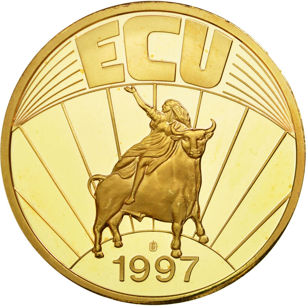 Greece, Medal, Georgios Papendreu, Ecu, 1997, MS(65-70), Copper Gilt