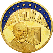 Germany, Medal, Ecu, Konrad Adenauer, 1997, MS(65-70), Copper Gilt