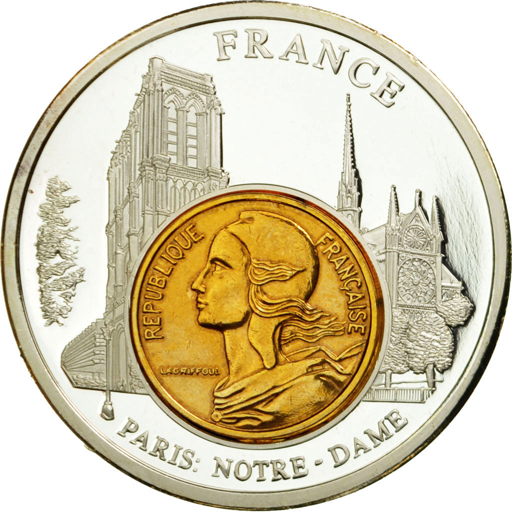 France, Medal, Notre Dame de paris, 1998, MS(65-70), Copper Plated Silver