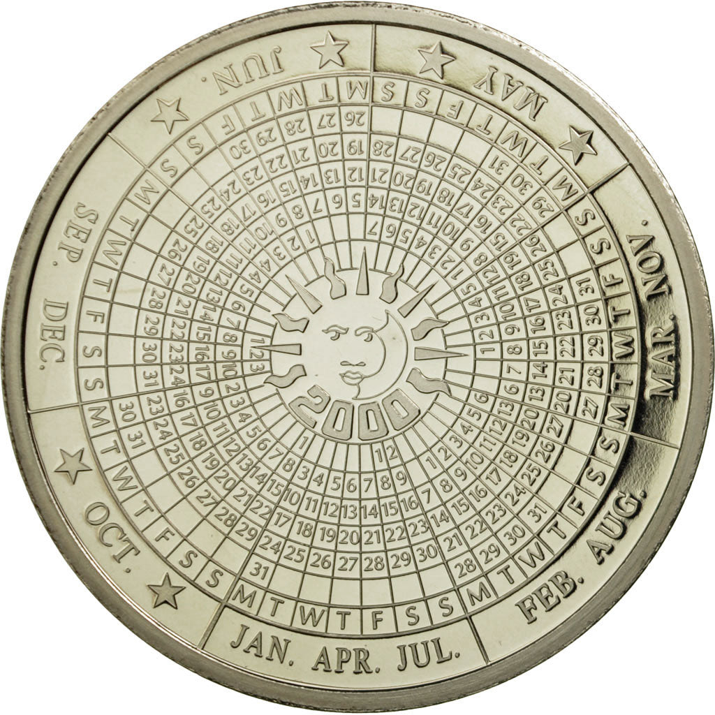 France, Medal, Calendrier Europe 2000, 1999, MS(65-70), Copper Plated Silver