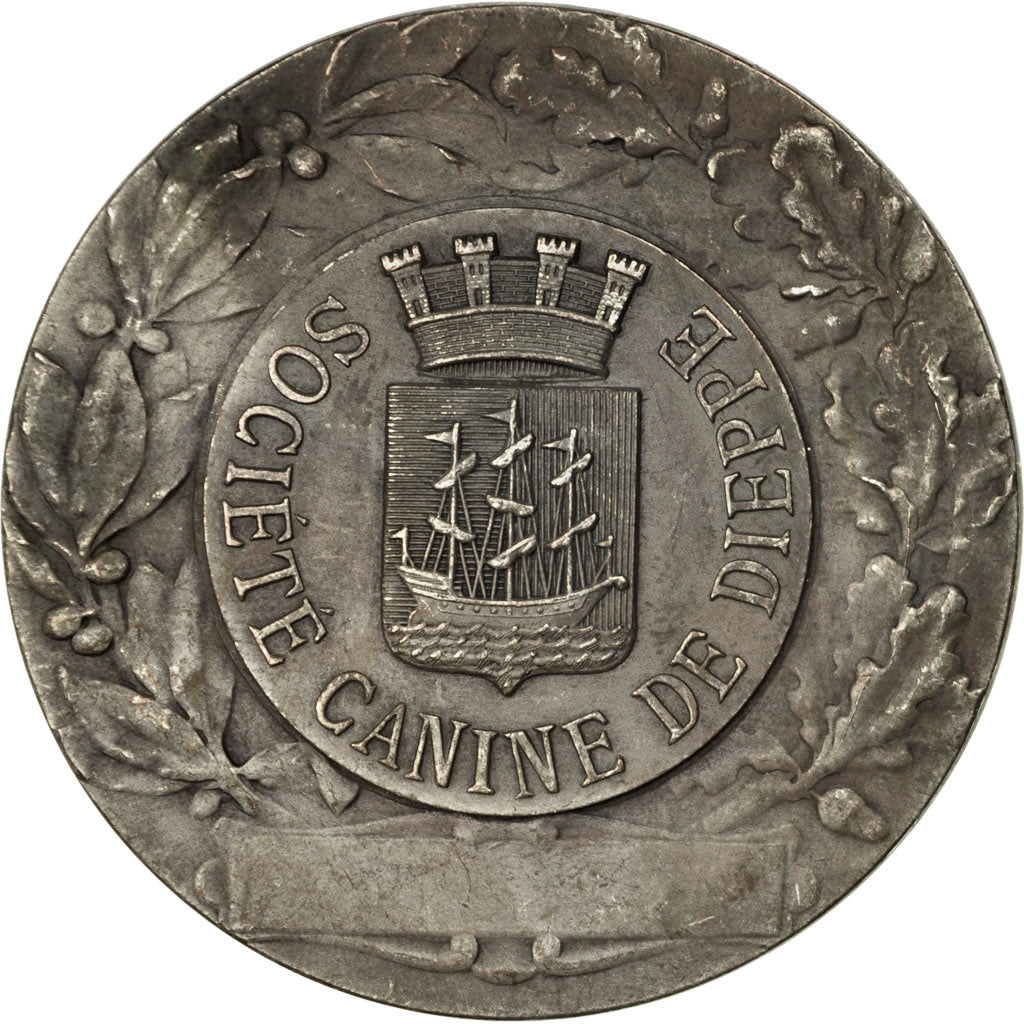 France, Medal, Société canine de Dieppe, Erdmann, AU(50-53), Silvered bronze