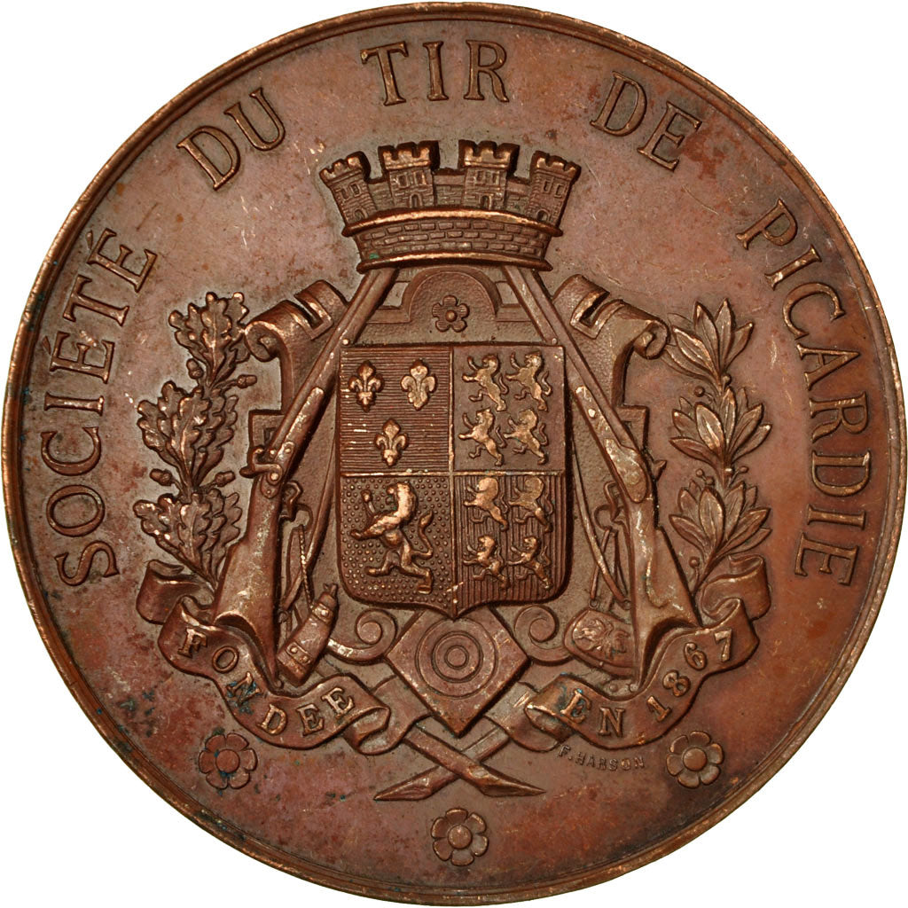 France, Medal, Société de Tir de Picardie, Harson, AU(55-58), Copper