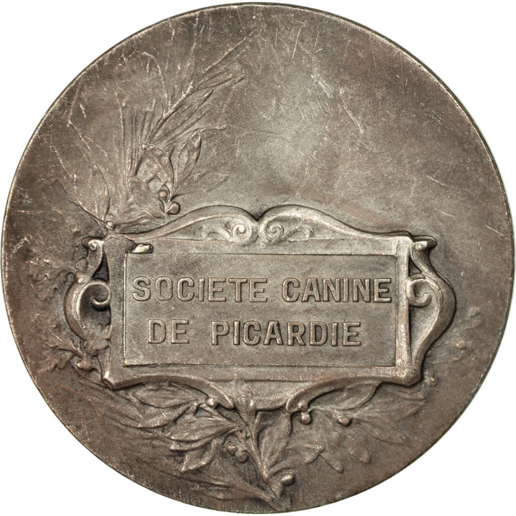 France, Médaille, Art Nouveau, Société Canine de Picardie, TTB+, Silvered