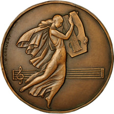 France, Médaille, Art Déco, Musique, 1951, Crouzat, SUP, Bronze