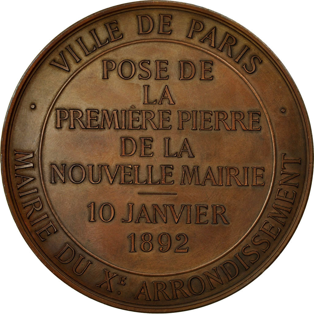 France, Médaille, Ville de Paris, Mairie du Xème Arrondissement, 1892