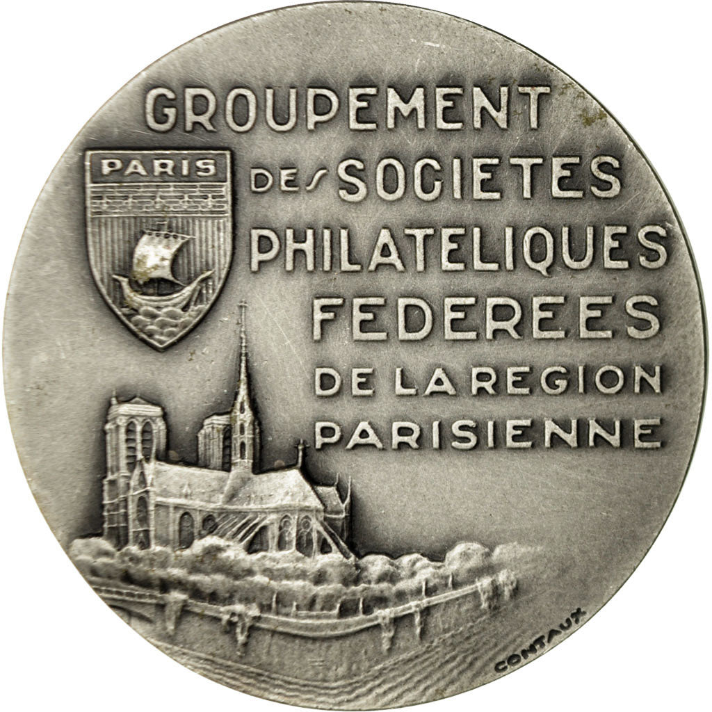 France, Médaille, Sociétés Philatéliques Fédérées de Paris, Contaux