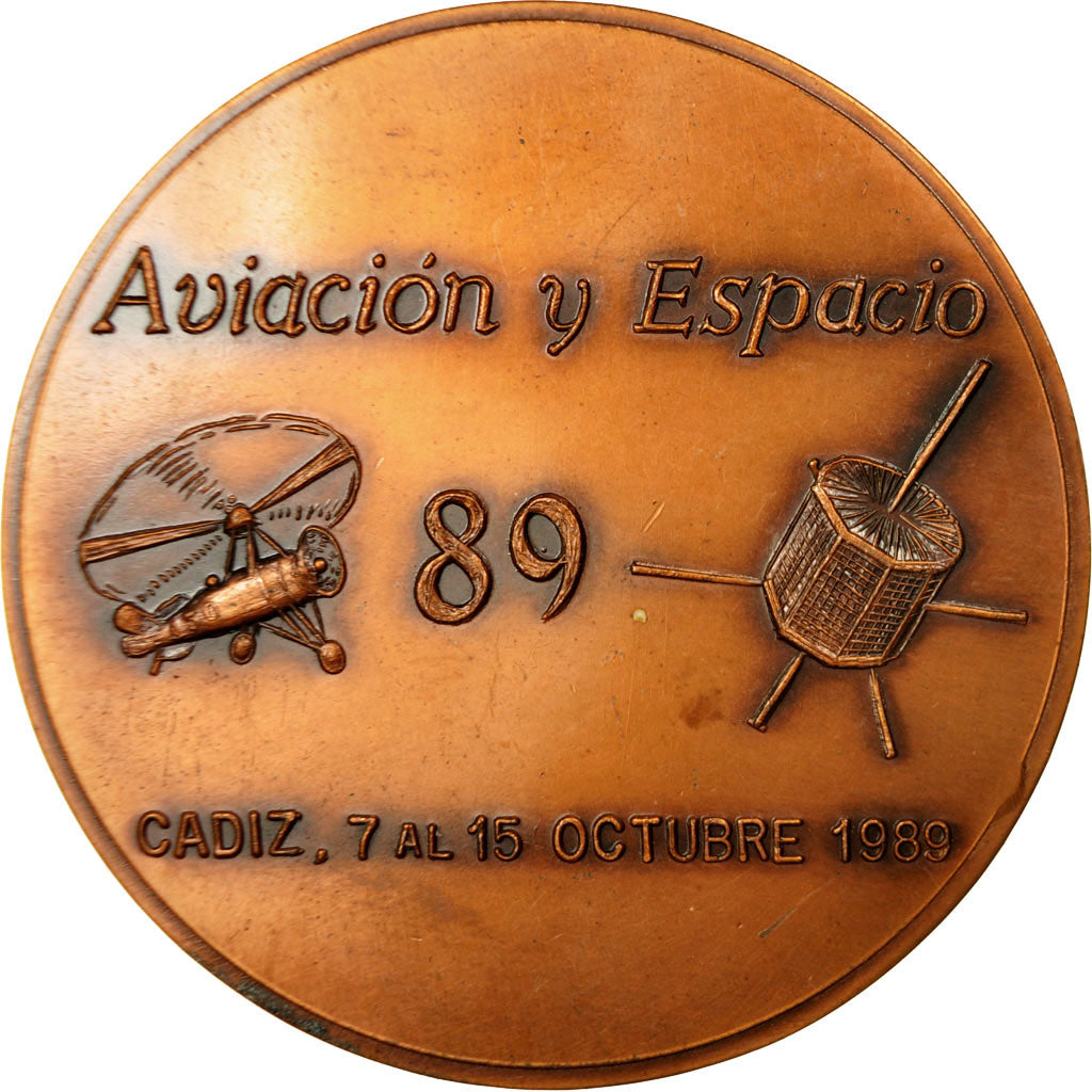 Hiszpania, Medal, Aviation et Espace, Cadix, 1989, Pujol, MS(60-62), Bronze