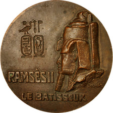 Egypt, Medal, Ramsès II, Le Batisseur, Abou Simbel, 1976, Douek, AU(55-58)
