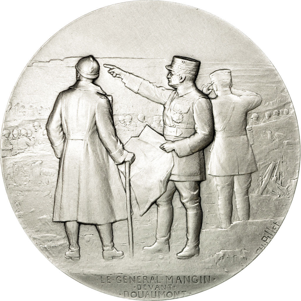 France, Médaille, Le général Mangin devant Douaumont, Pillet, SPL+, Silvered
