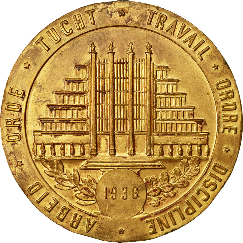 Bélgica, medalla, Ligue Nationale des Patrons Boulangers, 1936, MBC, Bronce