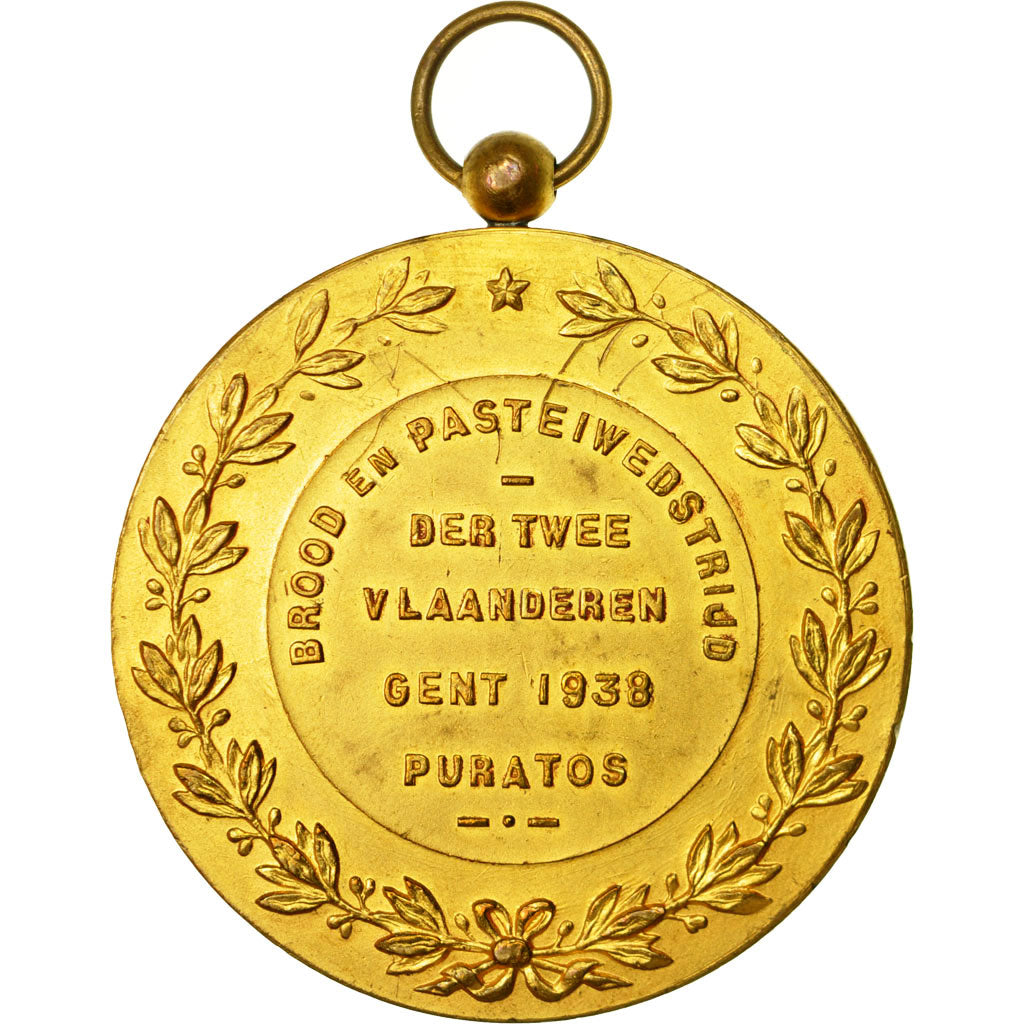 Belgium, Medal, Brood en Pasteiwedsstijd, Gent, 1938, Leroy, AU(50-53), Gilt