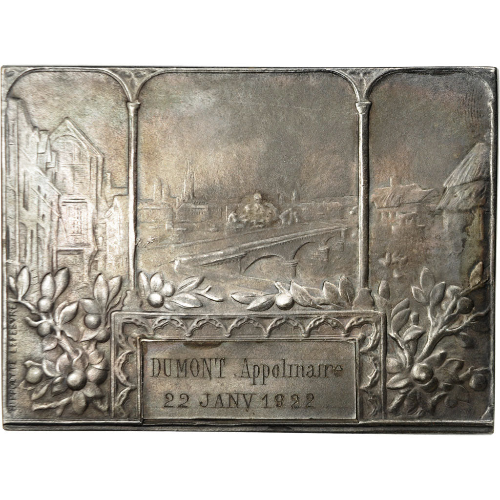 Francia, medalla, Art Nouveau, Ville de Rouen, 1922, Lefebvre, EBC+, Bronce