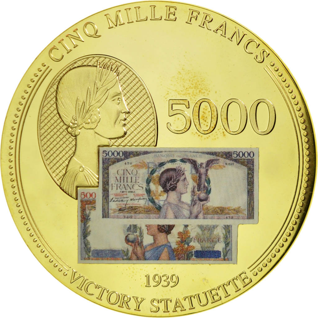 France, Médaille, Les Anciens Francs, billet de 5000 Francs Victoire, 2009
