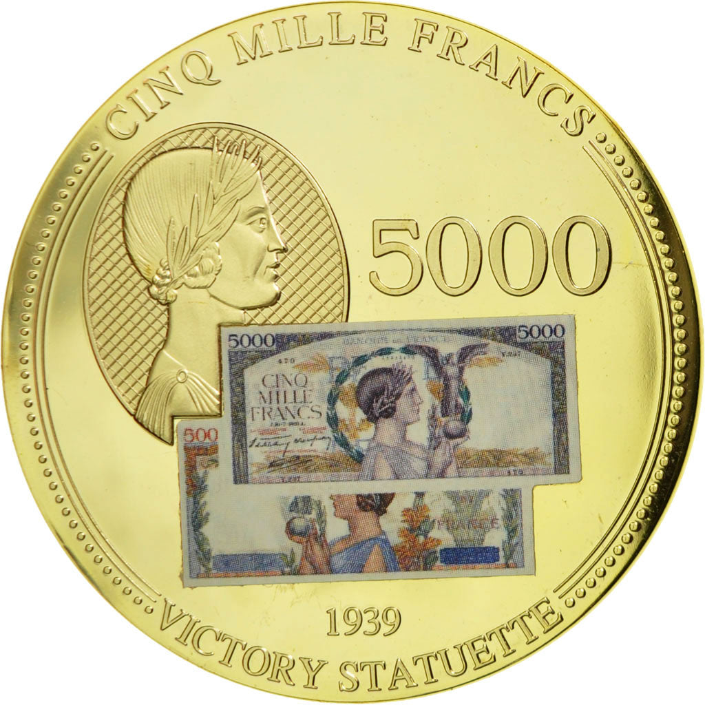 France, Medal, Les Anciens Francs, billet de 5000 Francs Victoire, 2009, MS(63)