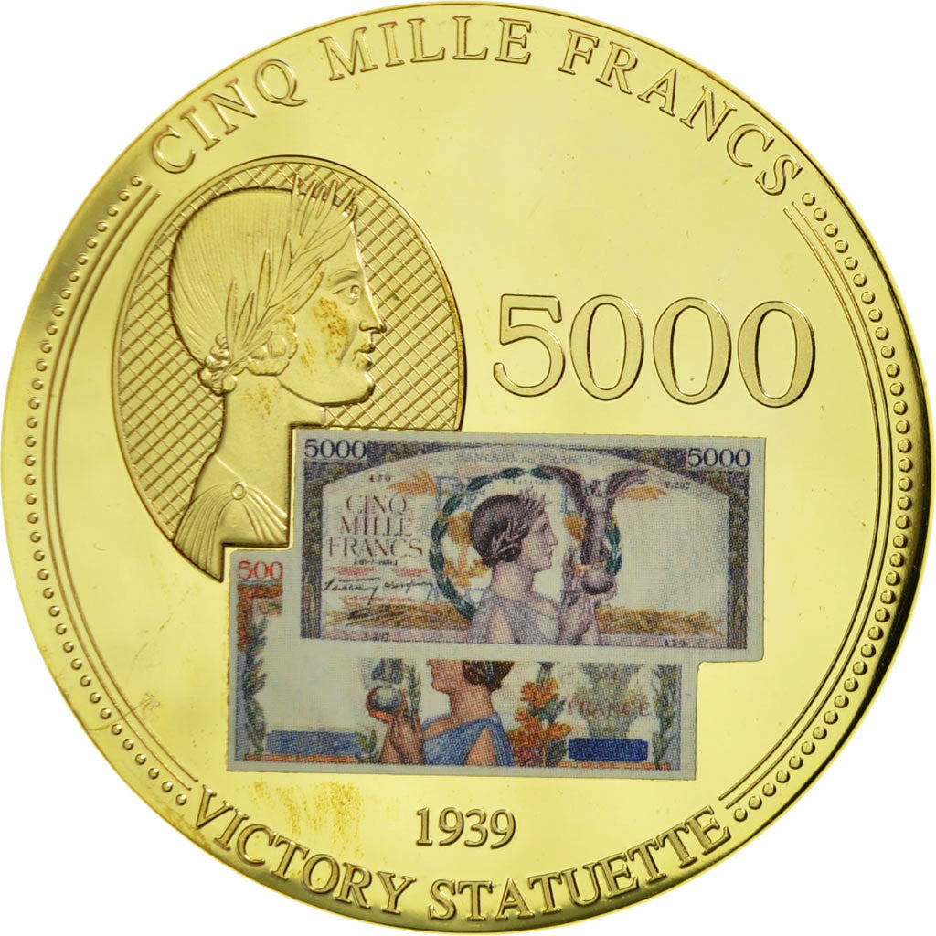 France, Médaille, Les Anciens Francs, billet de 5000 Francs Victoire, 2009