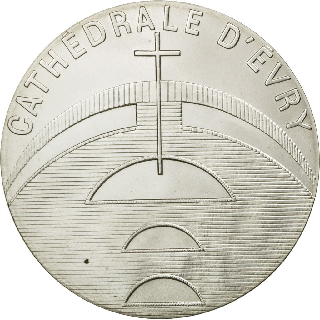 France, Medal, Cathédrale d'Evry, MS(65-70), Silver
