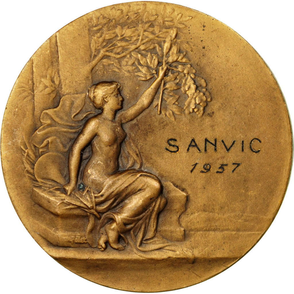 France, Medal, Art Nouveau, Sanvic, Le Havre, 1957, Pillet, MS(60-62), Bronze