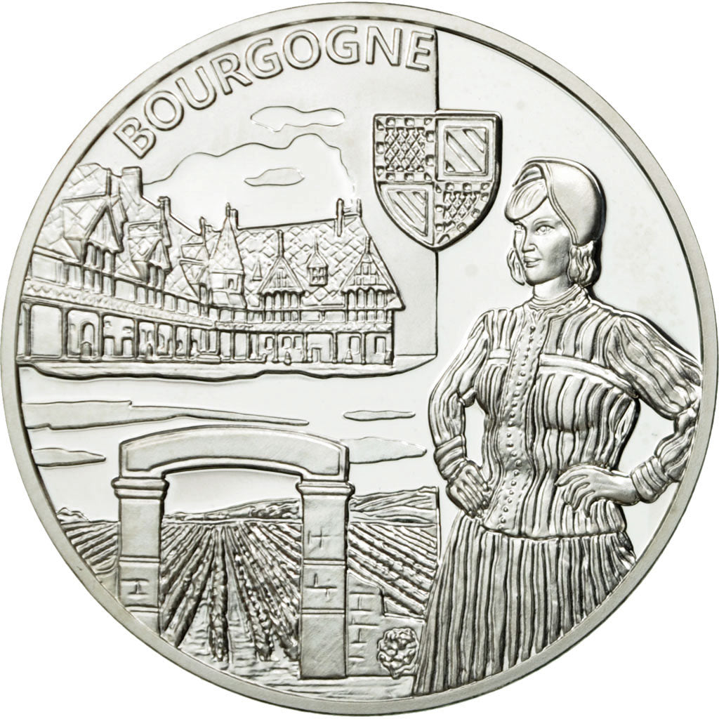 France, Médaille, Régions de France, Bourgogne, FDC, Argent