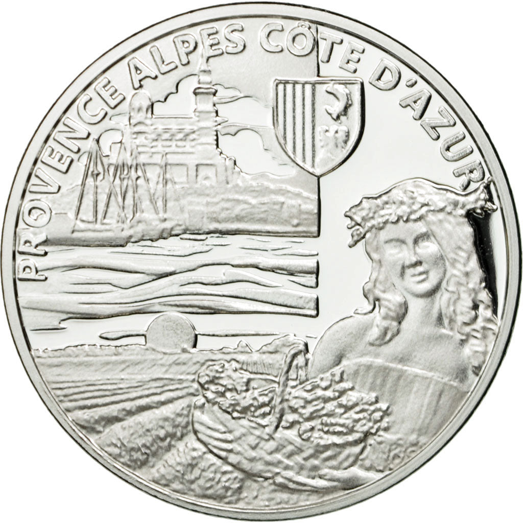 France, Médaille, Régions de France, Provence Alpes Côte d'Azur, FDC, Argent