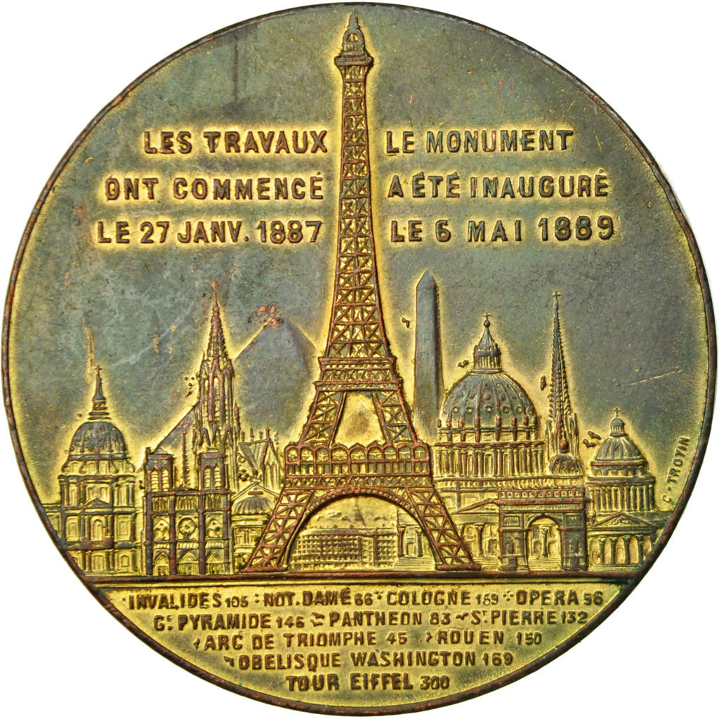 France, Medal, Souvenir de mon Ascension à la Tour Eiffel, 1889, AU(50-53)