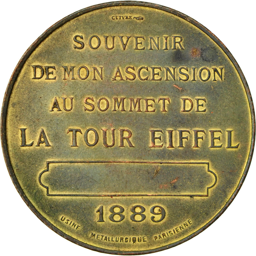 France, Medal, Souvenir de mon Ascension à la Tour Eiffel, 1889, AU(50-53)