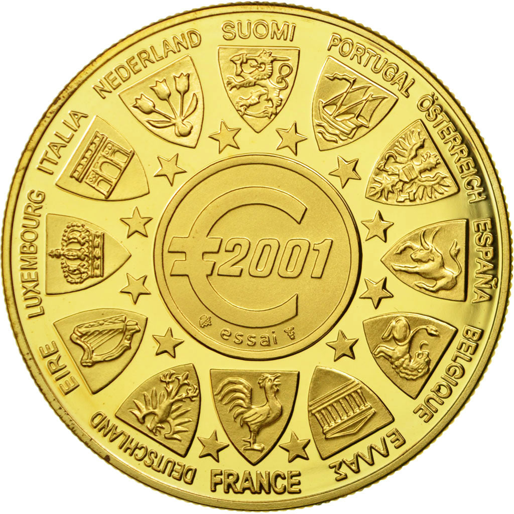 France, Médaille, L'Europe, La Semeuse, 2001, FDC, Gilt Bronze