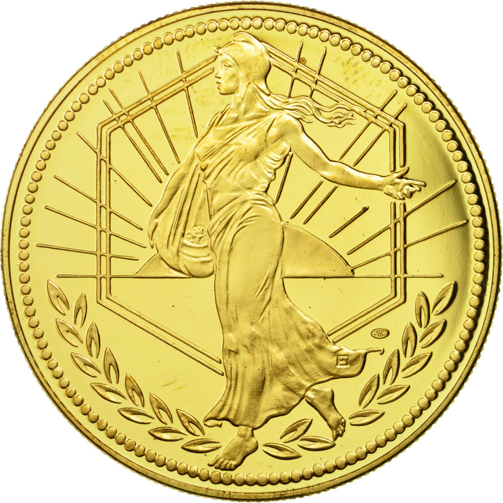 France, Médaille, L'Europe, La Semeuse, 2001, FDC, Gilt Bronze