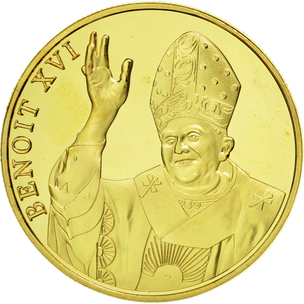 Vatican, Medal, Le Pape Benoit XVI, MS(65-70), Copper Gilt