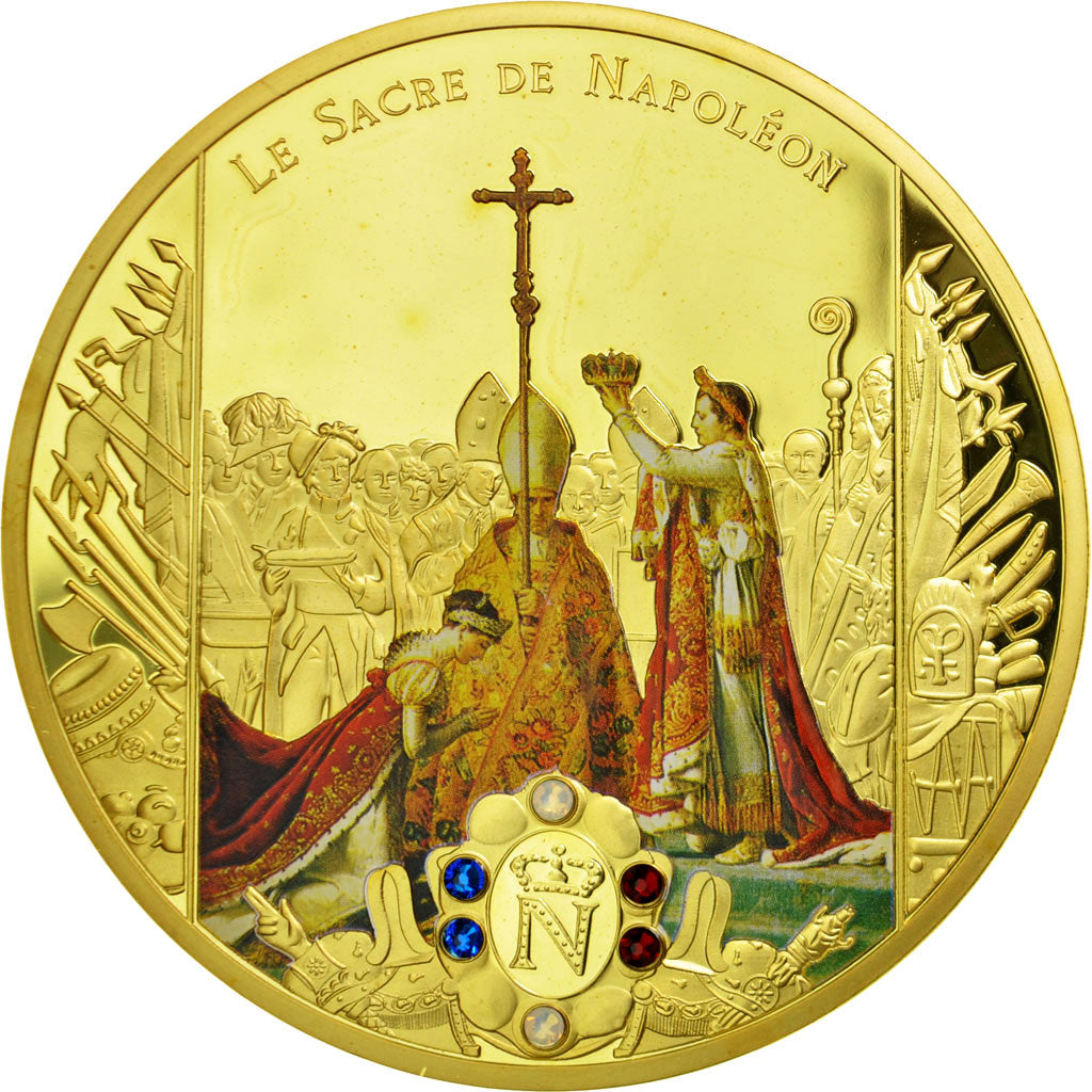 France, Medal, Le sacre de Napoléon Ier par Pie VII, MS(65-70), Copper Gilt