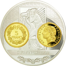 France, Medal, Histoire de la Monnaie Française, 5 Francs 1939, MS(65-70)