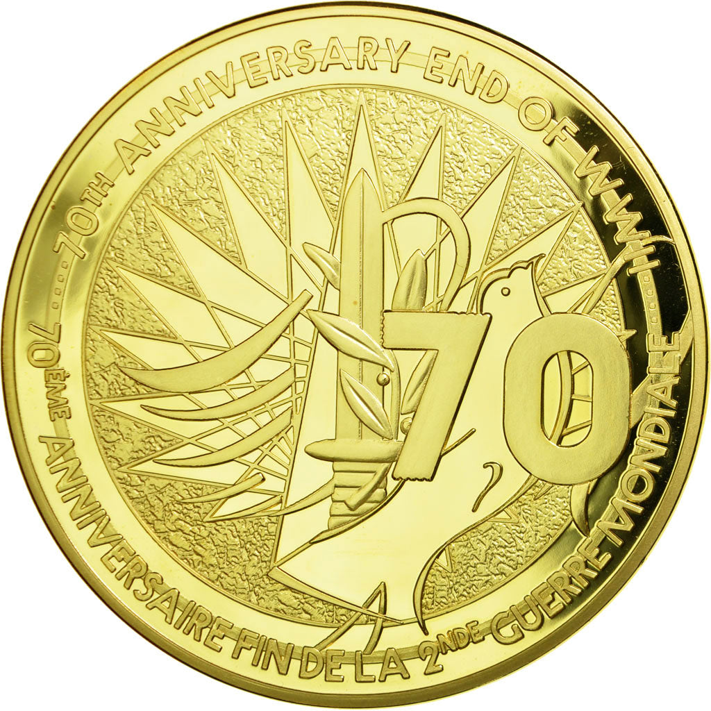Francia, medaglia, 70ème Anniversaire Fin de la 2ème Guerre Mondiale, FDC