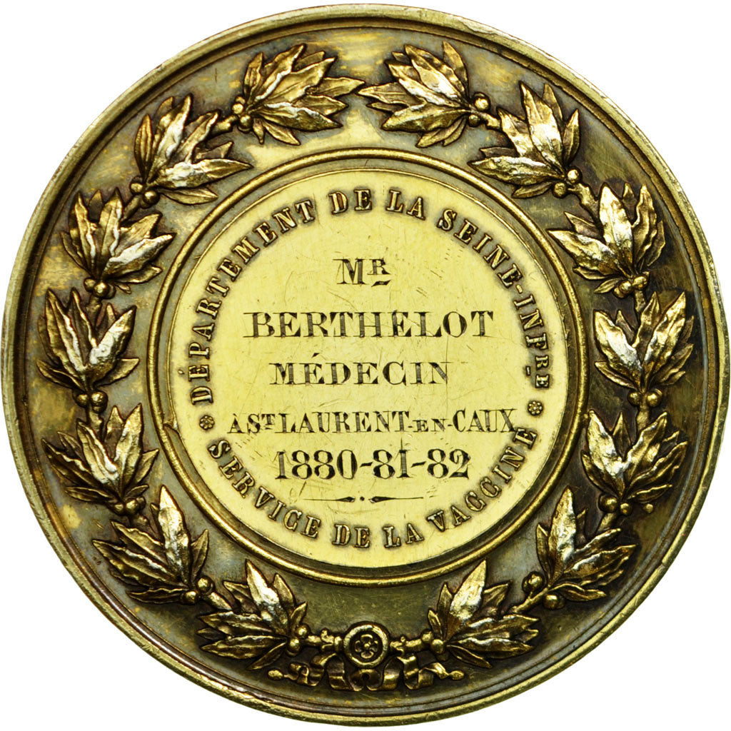 Frankrijk, Medaille, Médecine, Service de la Vaccine, St Laurent en Caux, 1882
