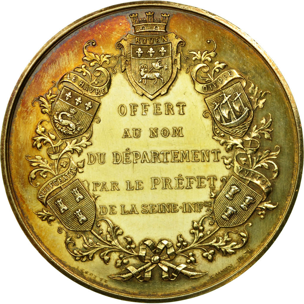 Francia, medaglia, XIXème, Médecine, Vaccine Rappel de Médaille d'Or, Seine