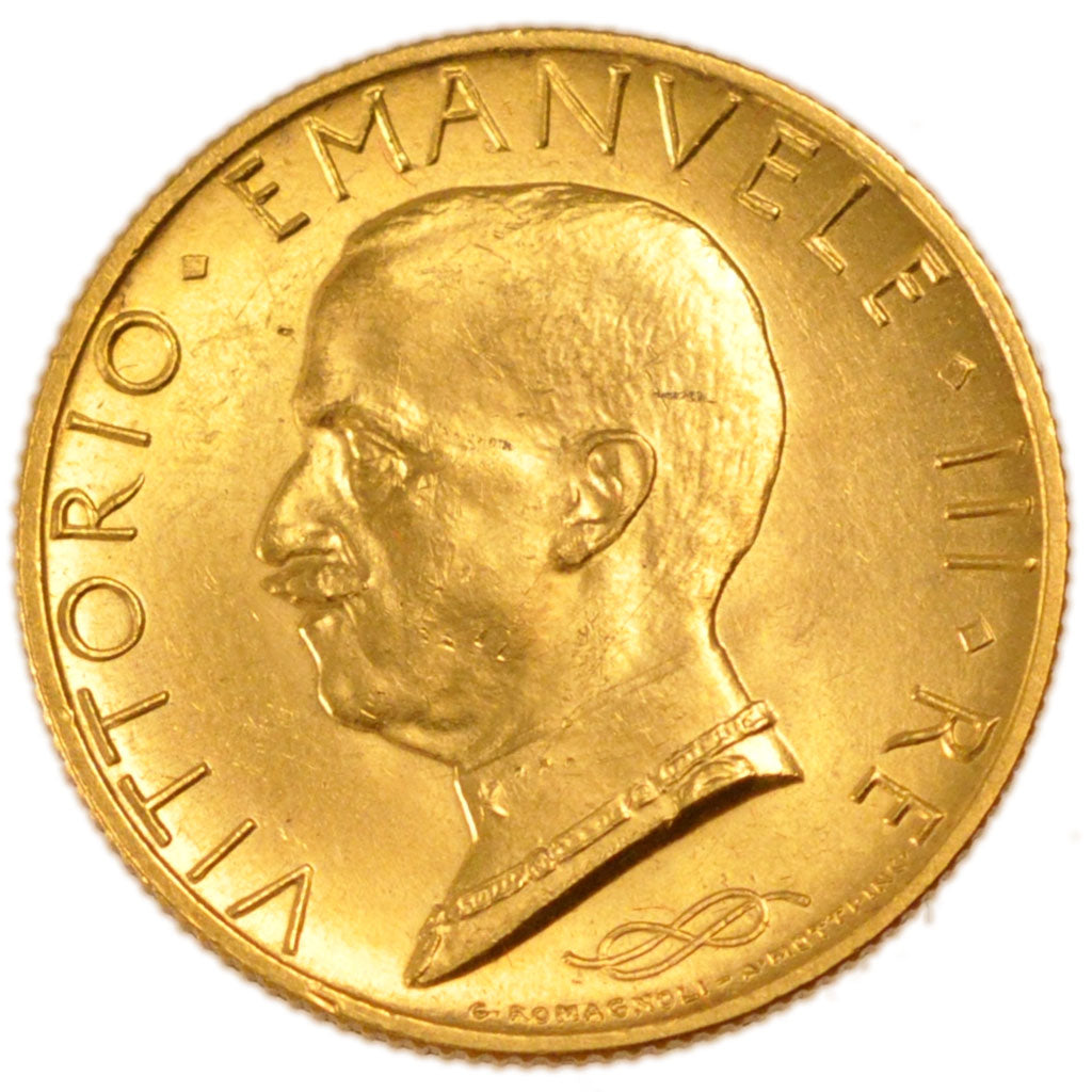 ITALY, 100 Lire, 1931, Rome, KM #72, MS(65-70), Gold, 8.90