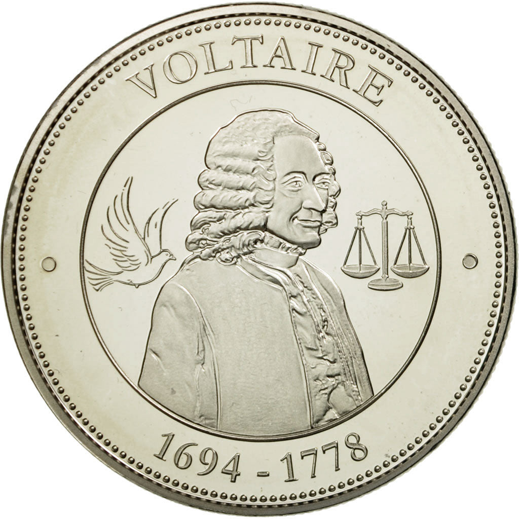 France, Medal, Nos Grands Hommes, Voltaire, MS(65-70), Copper-nickel