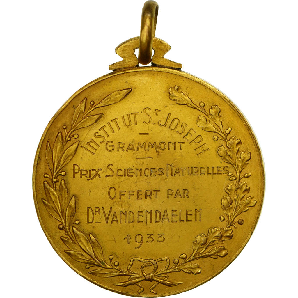 Belgium, Medal, Albert Ier, Institut St Joseph, Grammont, 1933, AU(50-53), Gilt