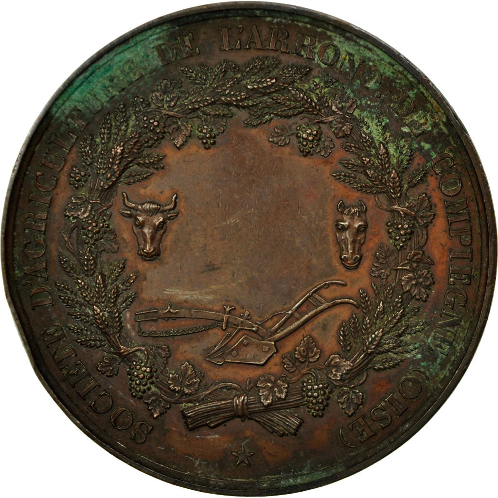 France, Medal, Louis-Philippe, Société d'Agricuture de Compiègne, Barre