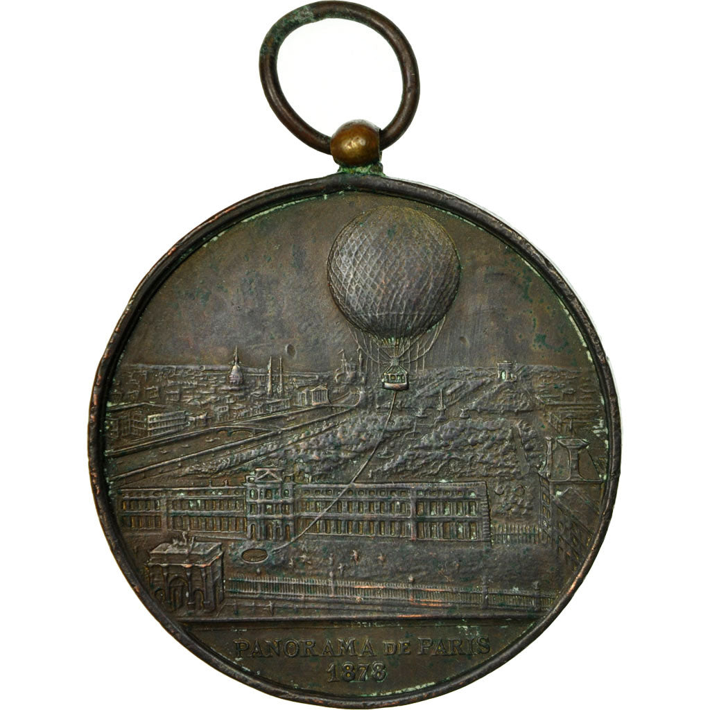 Francia, medalla, Ascension en Ballon Captif à Vapeur, Panorama de Paris, 1878