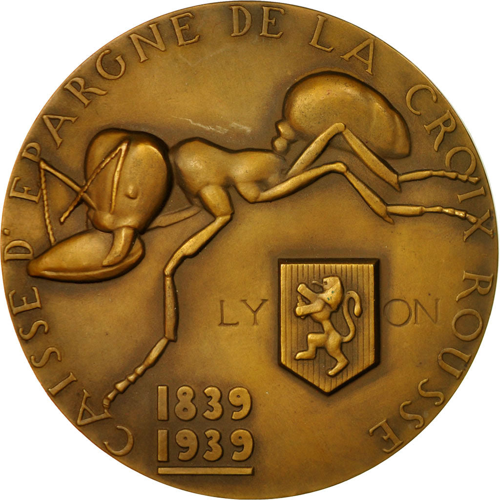 France, Médaille, Caisse d'Epargne de la Croix Rousse, Lyon, 1939, Renard, SPL