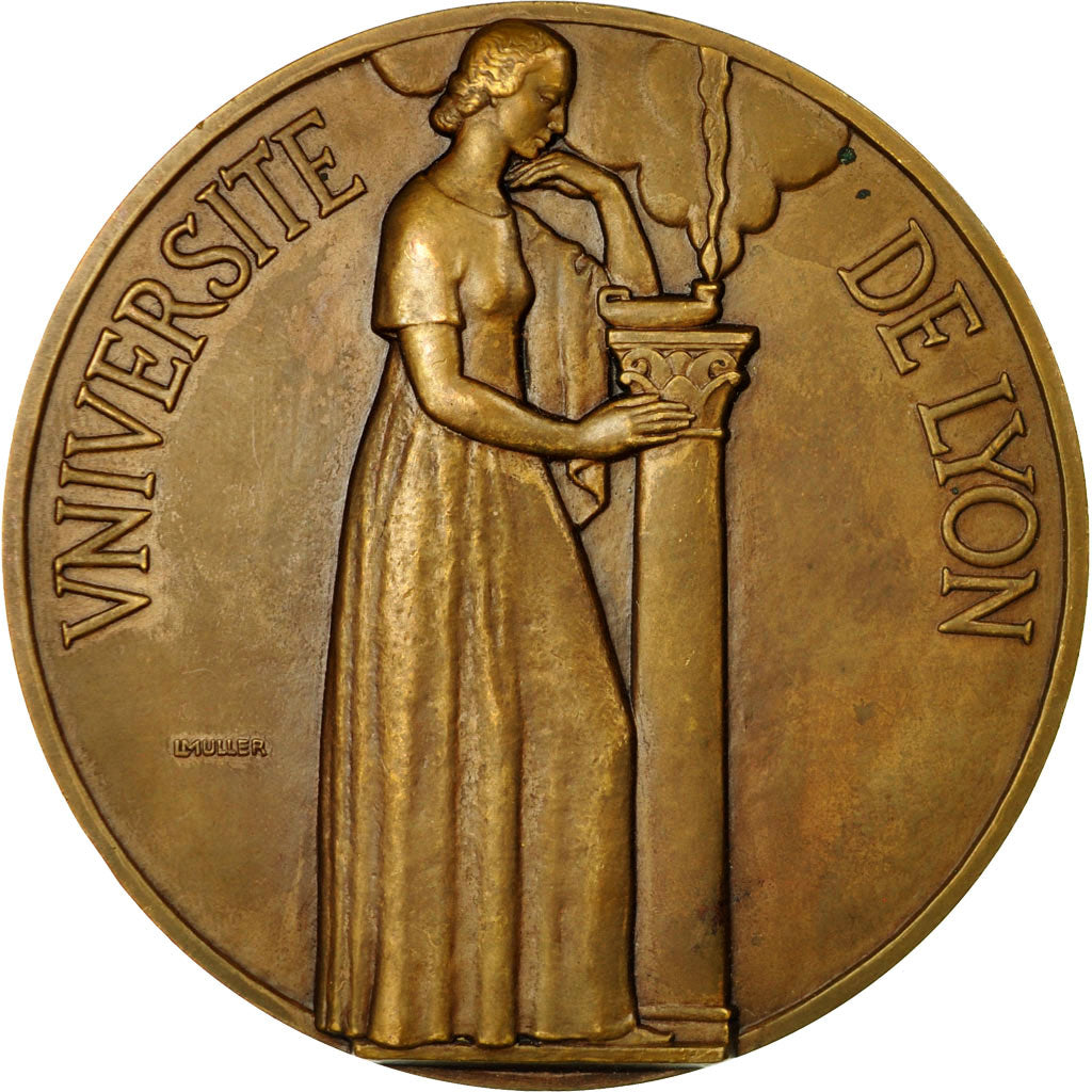 France, Medal, Art Déco, Université de Lyon, A. Lirondelle, Recteur, Muller