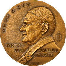 France, Medal, Président René Coty, Union Française, 1953, Coeffin, MS(63)