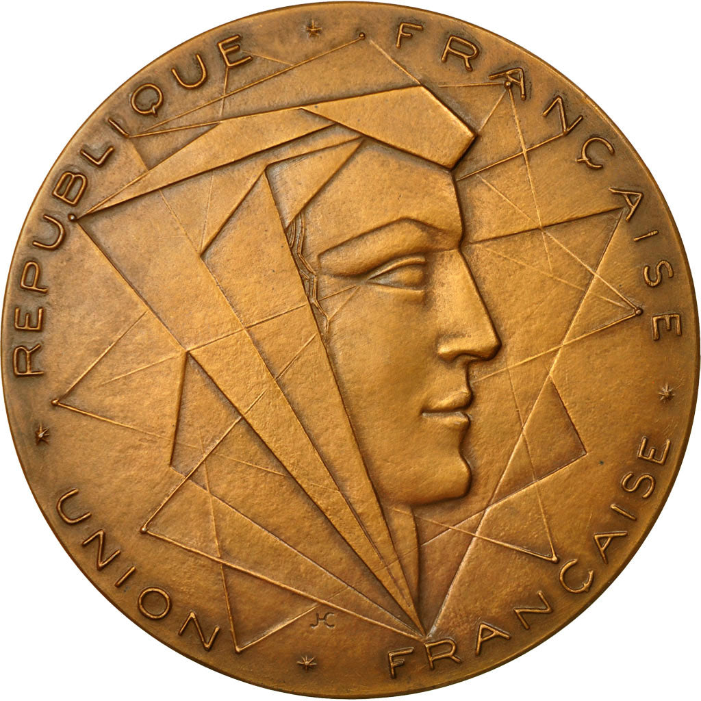 France, Medal, Président René Coty, Union Française, 1953, Coeffin, MS(63)