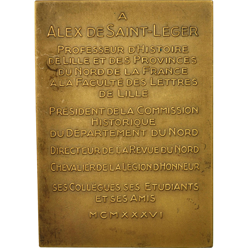 Frankreich, Medaille, Alex. de Saint Léger, Professeur d'Histoire, 1936, H.