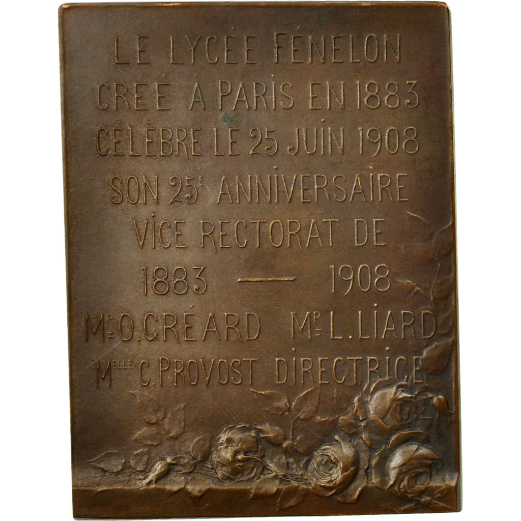Frankreich, Medaille, Art Nouveau, Lycée Fénelon, Paris, 1908, Hannaux, SS+
