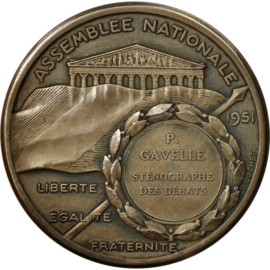 Frankreich, Medaille, Assemblée Nationale, P.Gavelle, Sténographe, 1951