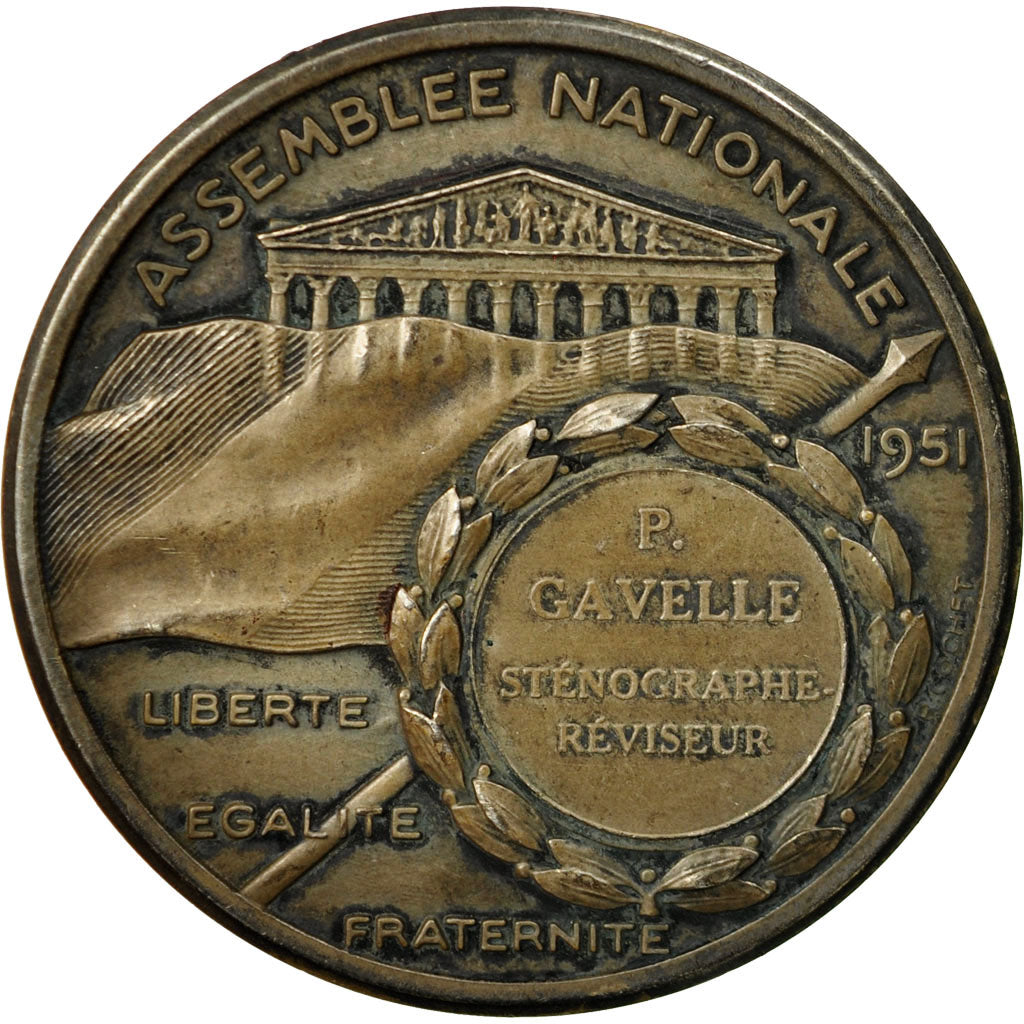 Frankreich, Medaille, Assemblée Nationale, P.Gavelle, Sténographe, 1951