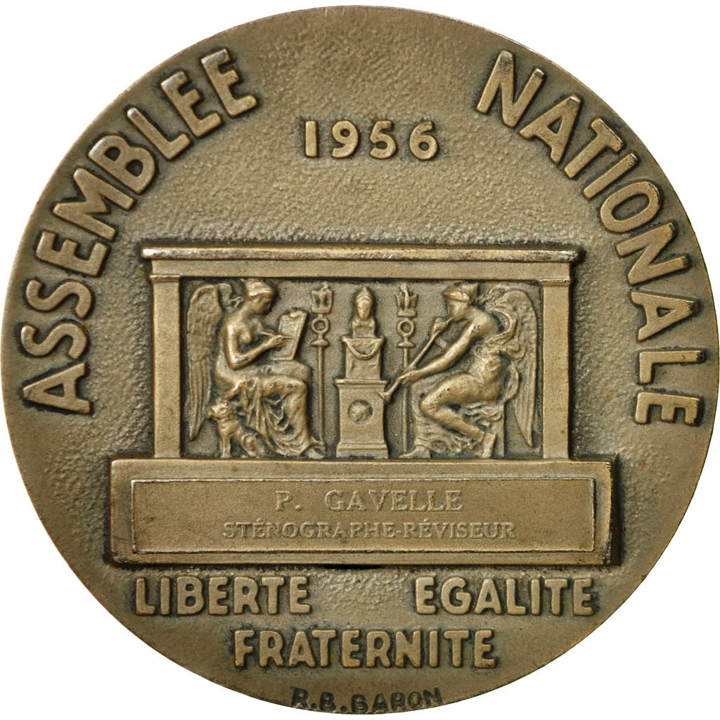 France, Medal, Assemblée Nationale, P.Gavelle, Sténographe, 1956, Guiraud