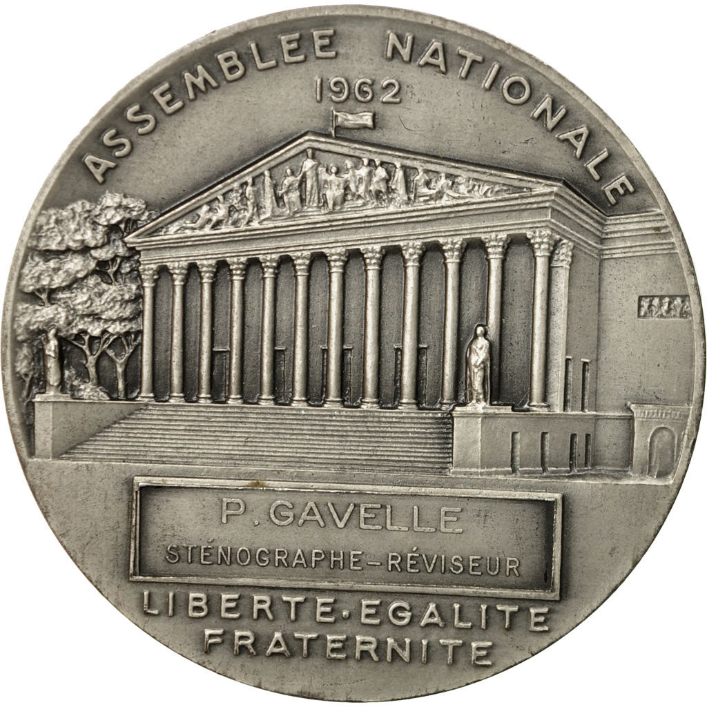 France, Medal, Assemblée Nationale, P.Gavelle, Sténographe, 1962, Cochet