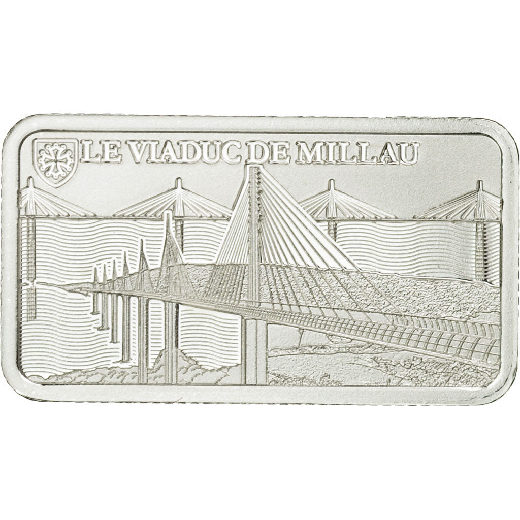 France, Medal, Lingotin d'Argent Pur, Le Viaduc de Millau, 2017, MS(65-70)