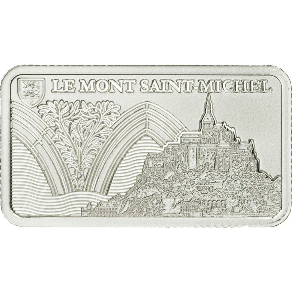 France, Médaille, Lingotin d'Argent Pur, Le Mont Saint-Michel, 2017, FDC